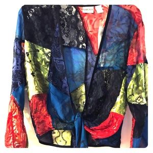 Chico's Tyler Multi-Color Patch Shirt Blouse